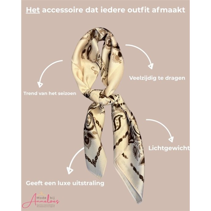 Dames sjaal korte hals sjaaltjes 540 barok bruin beige 